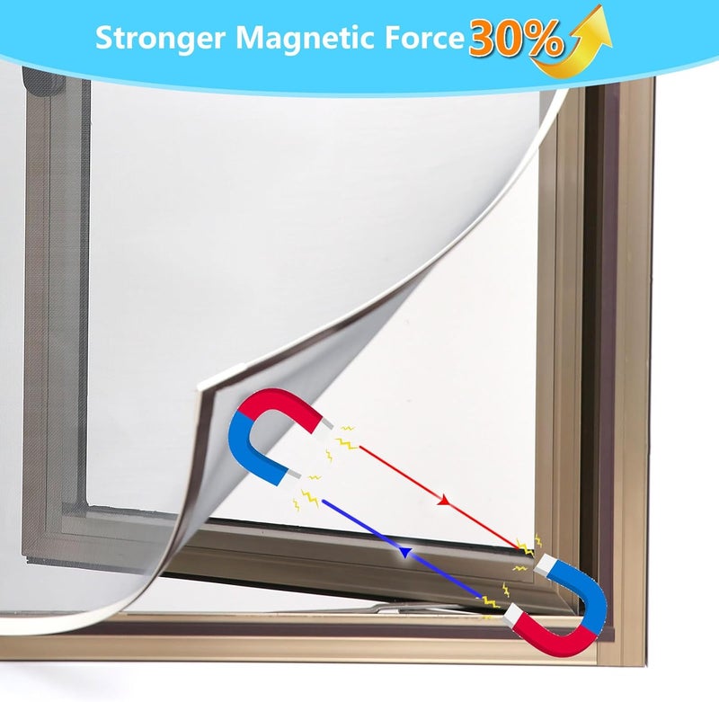 RODENET Magnetic Window Screen DIY Adjustable Window Mesh Screen Replacement Window Net Fits up to 48"x 44" White Frames with Fiberglass Mesh - Image 4